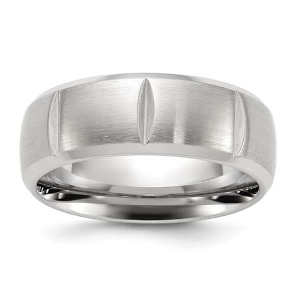 Kazi Luxury Chisel Titanium Brushed and Polished Grooved 8mm Band - Picture 6 of 9